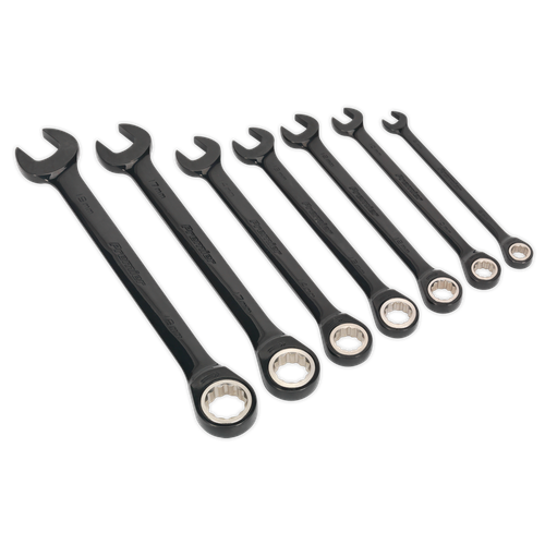 Premier Black AK7978 Combination Ratchet Spanner Set 7pc