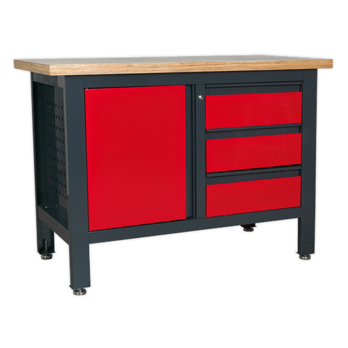 Sealey AP1372B Workbench with 3 Drawers & Cupboard