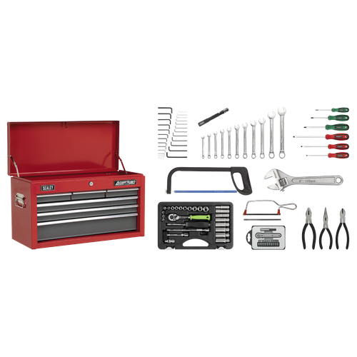American Pro AP2201BBCOMBO Topchest 6 Drawer with 98pc Tool Kit - Red/Grey