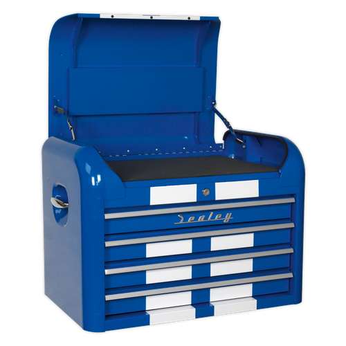 Premier AP28104BWS Retro Style Topchest 4 Drawer - Blue with White Stripes