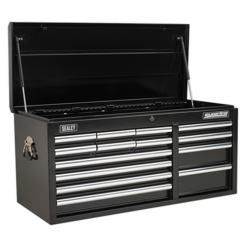 Superline Pro AP41149B Heavy-Duty Topchest 14 Drawer - Black