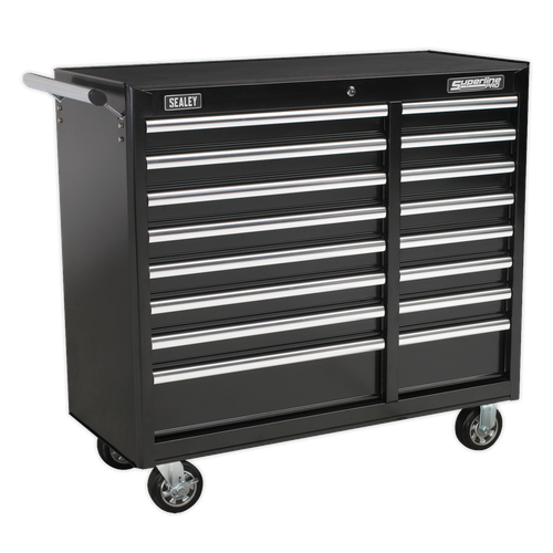 Superline Pro AP41169B Heavy-Duty Rollcab 16 Drawer - Black