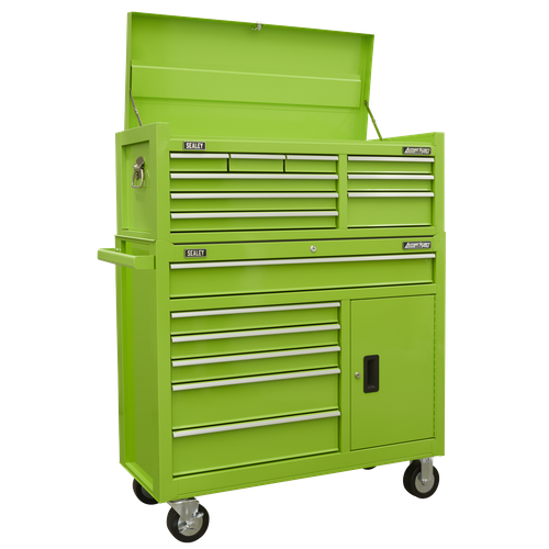 American Pro AP41STACKHV Topchest & Rollcab Combination 15 Drawer - Green