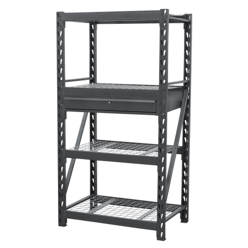 Sealey AP6372COMBO1 Heavy-Duty Racking Unit with 4 Mesh Shelves & Single Drawer 640kg Capacity Per Level