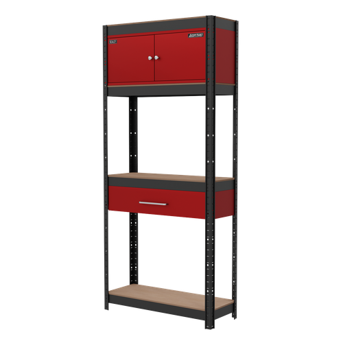 Sealey AP830R Shelving Unit 4-Tier with Cupboard & Drawer