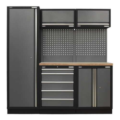 Superline Pro APMSSTACK02W Storage System with Wood Worktop 1.96m