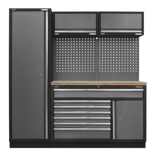 Superline Pro APMSSTACK09W Storage System with Pressed Wood Worktop 1.96m