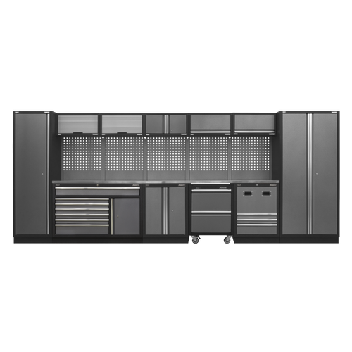 Superline Pro APMSSTACK16SS Storage System with Stainless Steel Worktop 4.92m
