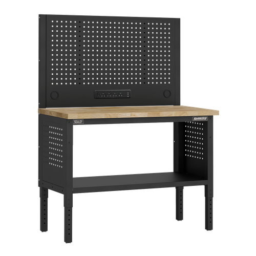 Superline Pro APMWB50COMBOW Modular Workbench with Pegboard Back Panel Wooden Worktop 1265mm