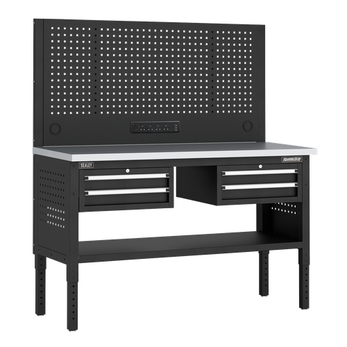 Superline Pro APMWB60COMBO3SS Modular Workbench with 4 Drawers Stainless Steel Worktop 1525mm