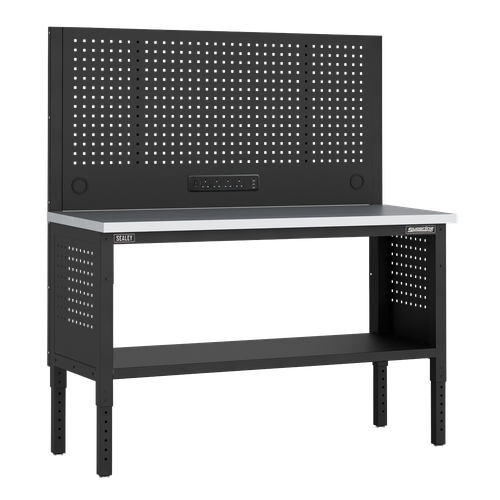 Superline Pro APMWB60COMBOSS Modular Workbench with Pegboard Back Panel Stainless Steel Worktop 1525mm