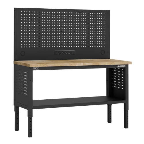 Superline Pro APMWB60COMBOW Modular Workbench with Pegboard Back Panel Wooden Worktop 1525mm