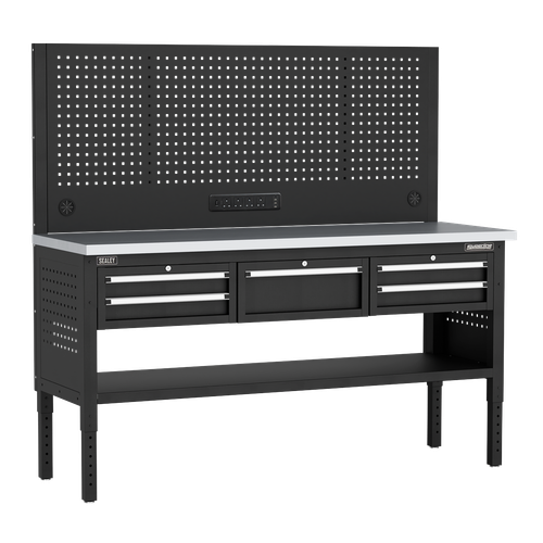 Superline Pro APMWB72COMBO3SS Modular Workbench with 5 Drawers Stainless Steel Worktop 1830mm