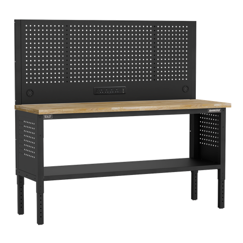 Superline Pro APMWB72COMBOW Modular Adjustable-Height Workbench with Pegboard Back Panel & Wooden Worktop 1830mm