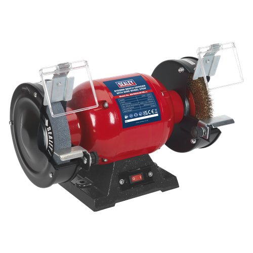 Sealey BG150XLW/98 Bench Grinder 150mm with Wire Wheel 370W/230V