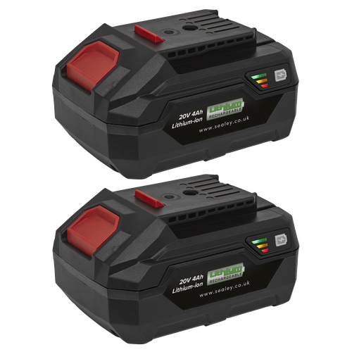 Sealey BK04 SV20 Series Power Tool Battery 20V 4Ah - Pack of 2