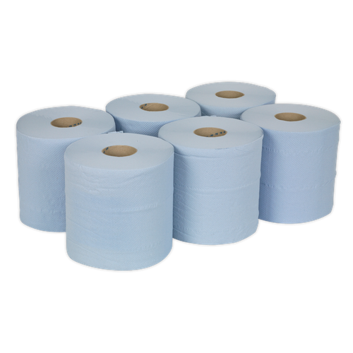 Sealey BLU150 2-Ply Embossed Blue Paper Roll 150m - Pack of 6