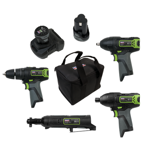 Sealey CP108VCOMBO2 4 x SV10.8 Series Cordless Power Tool Kit 10.8V - 2 Batteries
