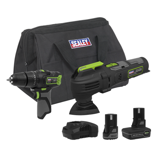 Sealey CP108VCOMBO5EU 2 x SV10.8 Series Cordless Power Tool Kit 10.8V - 2 Batteries & Euro Plug