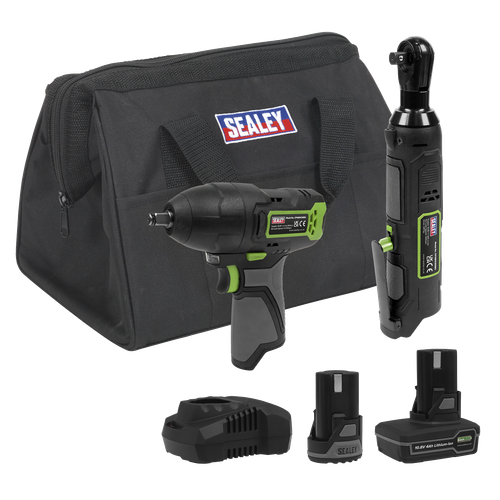 Sealey CP108VCOMBO6 2 x SV10.8 Series Cordless Power Tool Kit 10.8V - 2 Batteries