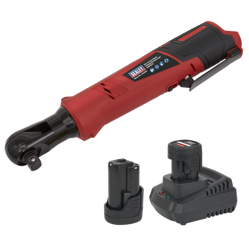 Sealey CP1209KIT SV12 Series 1/2"Sq Drive Cordless Ratchet Wrench Kit 12V 2Ah - 2 Batteries