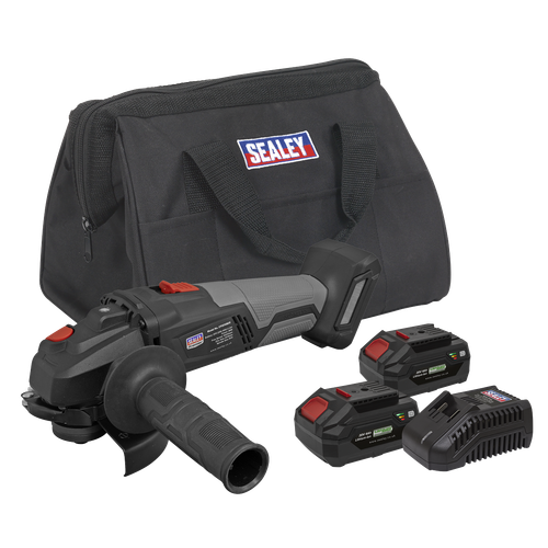Premier CP20VAGXKIT SV20 Series 115mm Brushless Cordless Angle Grinder Kit 20V 4Ah - 2 Batteries