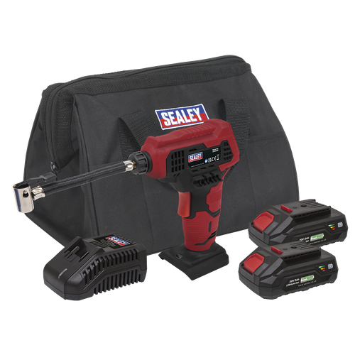 Sealey CP20VAPKIT SV20 Series Cordless Tyre Inflator Kit 20V 2Ah - 2 Batteries