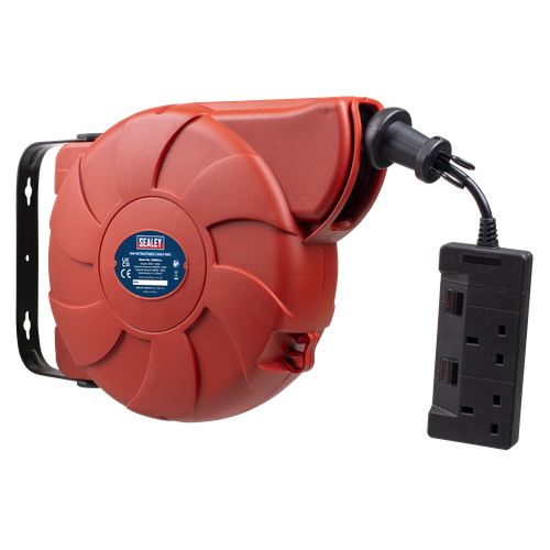 Sealey CRM10 Cable Reel System Retractable 10m 2 x 230V Socket