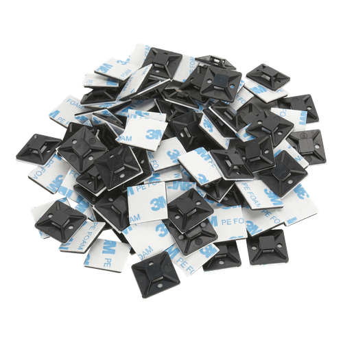Sealey CTM3030B Self-Adhesive Cable Tie Mount 30 x 30mm, Black - Pack of 100 CTM3030B