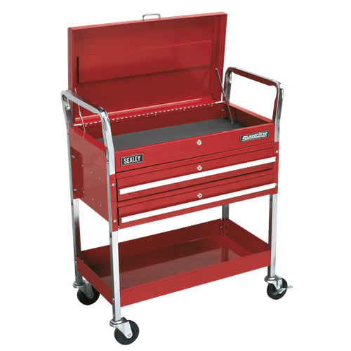 Superline Pro CX1042D Heavy-Duty Trolley with Lockable Top & 2 Drawers 2-Level