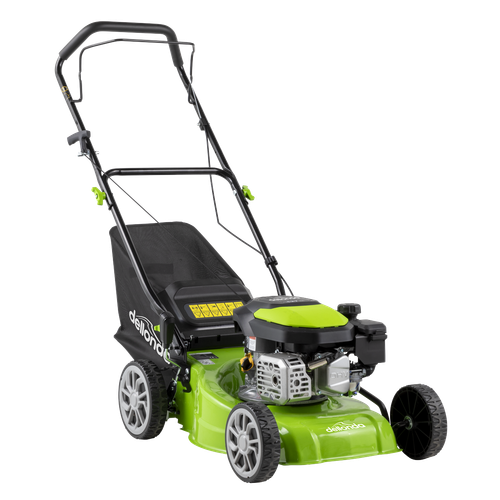 Dellonda DG100 Hand-Propelled Petrol Lawnmower Grass Cutter, 127cc 16"/41cm 4-Stroke