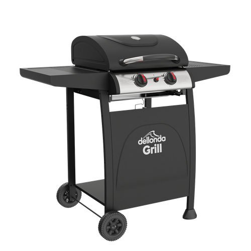 Dellonda DG13 2 Burner Gas BBQ Grill with Piezo Ignition & Thermometer