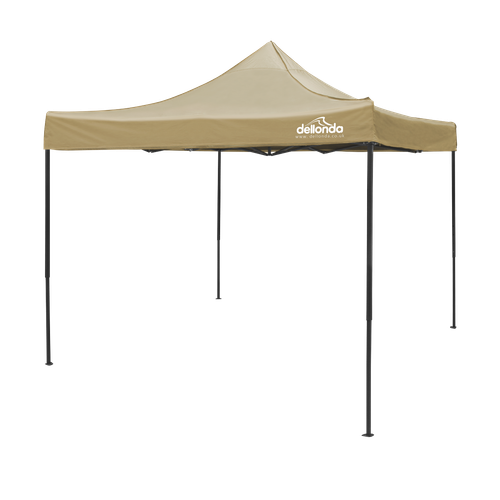 Dellonda DG130 Premium 3 x 3m Pop-Up Gazebo, PVC Coated, Water-Resistant Fabric, Supplied with Carry Bag, Rope, Stakes & Weight Bags - Beige Canopy