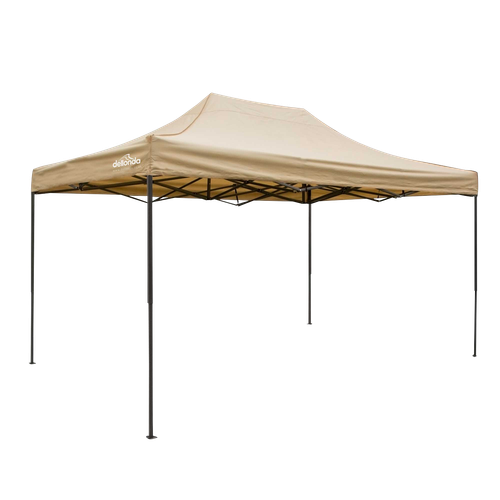 Dellonda DG134 Premium 3 x 4.5m Pop-Up Gazebo, Heavy Duty, PVC Coated, Water-Resistant Fabric, Supplied with Carry Bag, Rope, Stakes & Weight Bags - Beige Canopy
