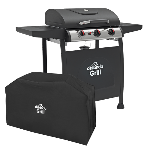 Dellonda DG228 3 Burner Gas BBQ Grill with Piezo Ignition, Thermometer & Cover