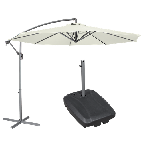 Dellonda DG271 Banana Parasol with Cover & Base 3m - Cream
