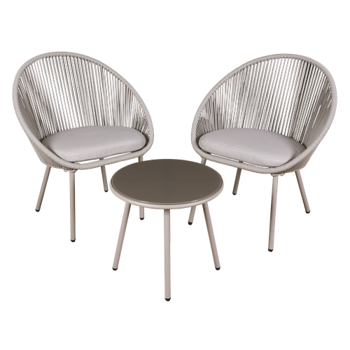 Dellonda DG55 Como Steel Bistro Set with Tempered Glass Tabletop 3pc