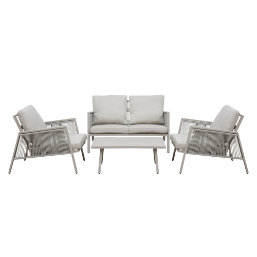 Dellonda DG56 Fusion Aluminium Outdoor Sofa, Arm Chairs & Coffee Table Set 4pc