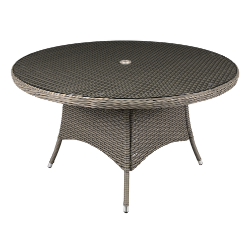 Dellonda DG67 Chester Rattan Wicker Round Outdoor Dining Table with Tempered Glass Top