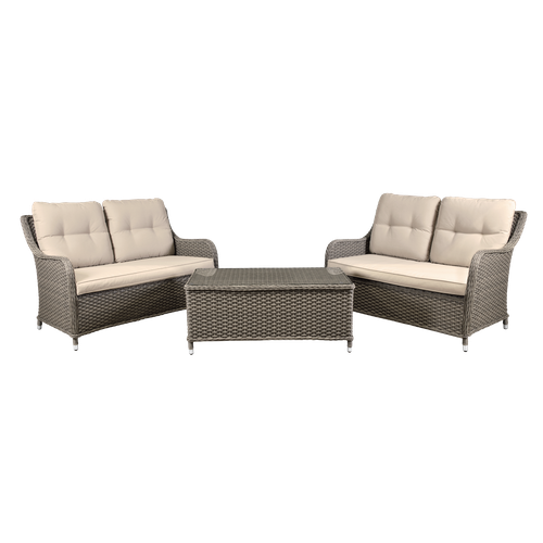 Dellonda DG88 Chester Rattan Wicker Outdoor Lounge Set 3pc