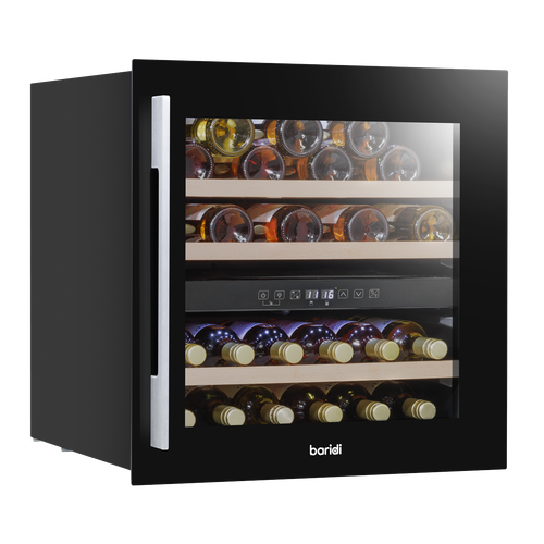 Baridi DH117 36 Bottle Built-In Wine Cooler with Beech Wood Shelves & LED Light - Black
