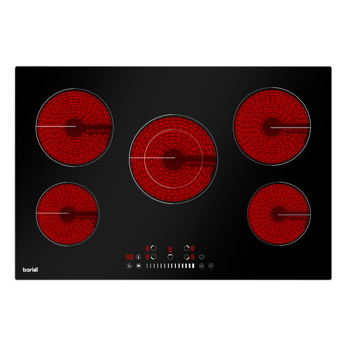 Baridi DH175 Integrated Ceramic Hob with 5 Cooking Zones 77cm - Black Glass