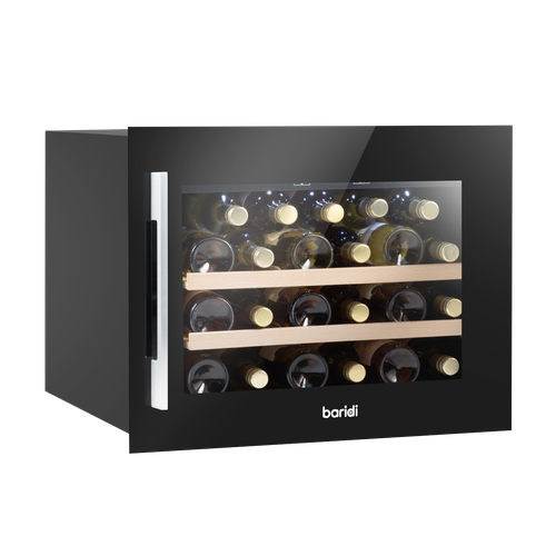 Baridi DH205 28 Bottle Built-In Wine Cooler with Touch Screen Controls, Beech Wood Shelves & LED Light - Black