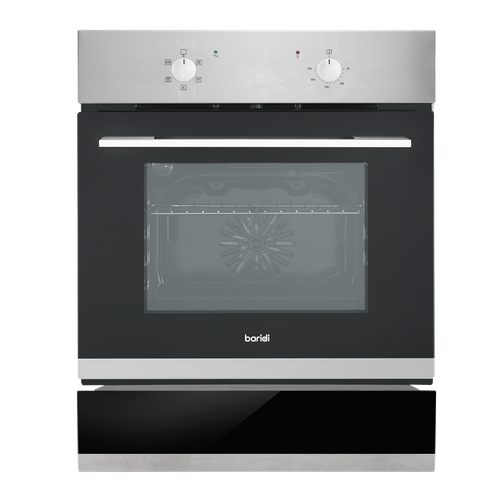 Baridi DH233 Integrated Fan-Assisted Electric Oven 60cm 55L Capacity with Warming Drawer - Black/Stainless Steel