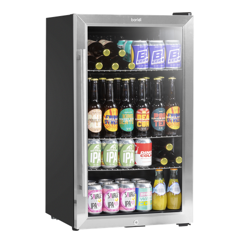 Baridi DH31 Undercounter Drinks, Beer & Wine Fridge with Wire Shelves, Internal Light & Security Lock 85L - Stainless Steel
