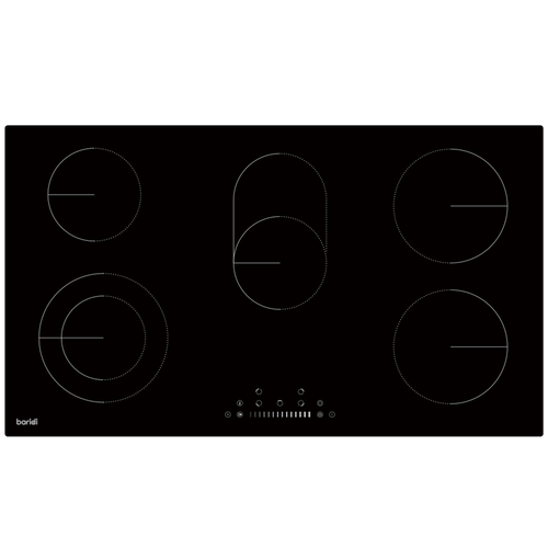 Baridi DH389 Integrated Ceramic Hob with 5 Cooking Zones 90cm - Black Glass