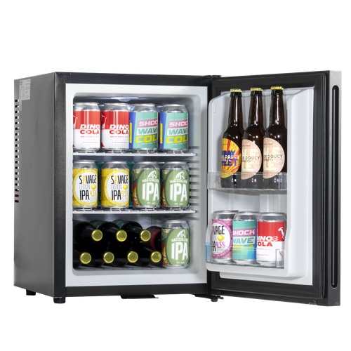 Baridi DH58 Mini Drinks & Wine Fridge with Wire Shelves, LED Light & Security Lock 35L - Black