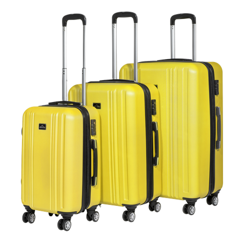 Dellonda DL124 Lightweight ABS Luggage Set with TSA Lock - Yellow