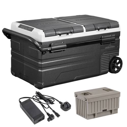 Dellonda DL172 Portable Fridge Freezer/Cool Box 75L with 11.1V Portable Battery & AC/DC 230V Adaptor
