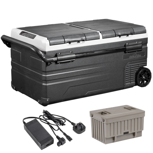 Dellonda DL173 Portable Fridge Freezer/Cool Box 95L with 11.1V Portable Battery & AC/DC 230V Adaptor